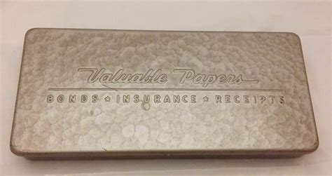 vintage bonds insurance metal box|Vintage valuable Papers Metal Box for Bonds, Insurance and .